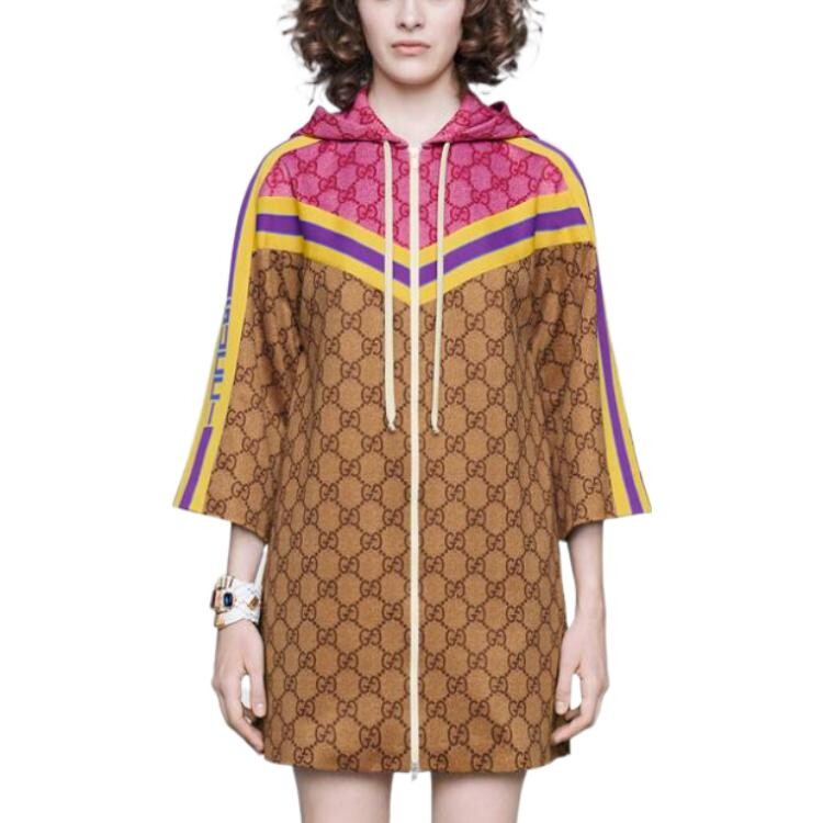 Платье Gucci с длинными рукавами, классический крой, коричневое — фото 3