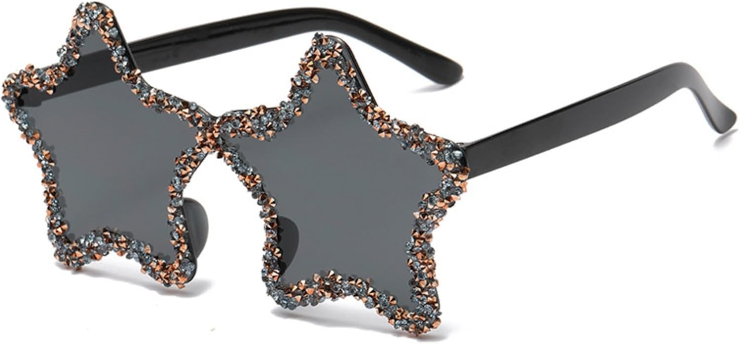 

Женские солнцезащитные очки Star: модные очки для вечеринок, с блестками, защитой от УФ-излучения, легкие, с мерцающей оправой, идеально подходят для фотосессий knictto, Black