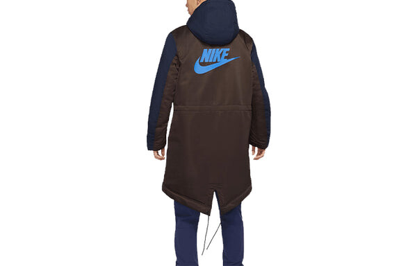 Куртка Men's Nike Sportswear Therma-Fit White Space Back Large Logo Printing Colorblock Mid-Length Hooded Jacket Blue, синий — фото 2