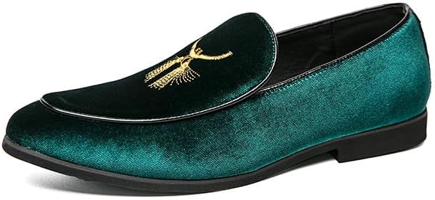 

Мужские классические бархатные лоферы Santimon с вышивкой, праздничные туфли для мужчин, обувь к смокингу, зеленый