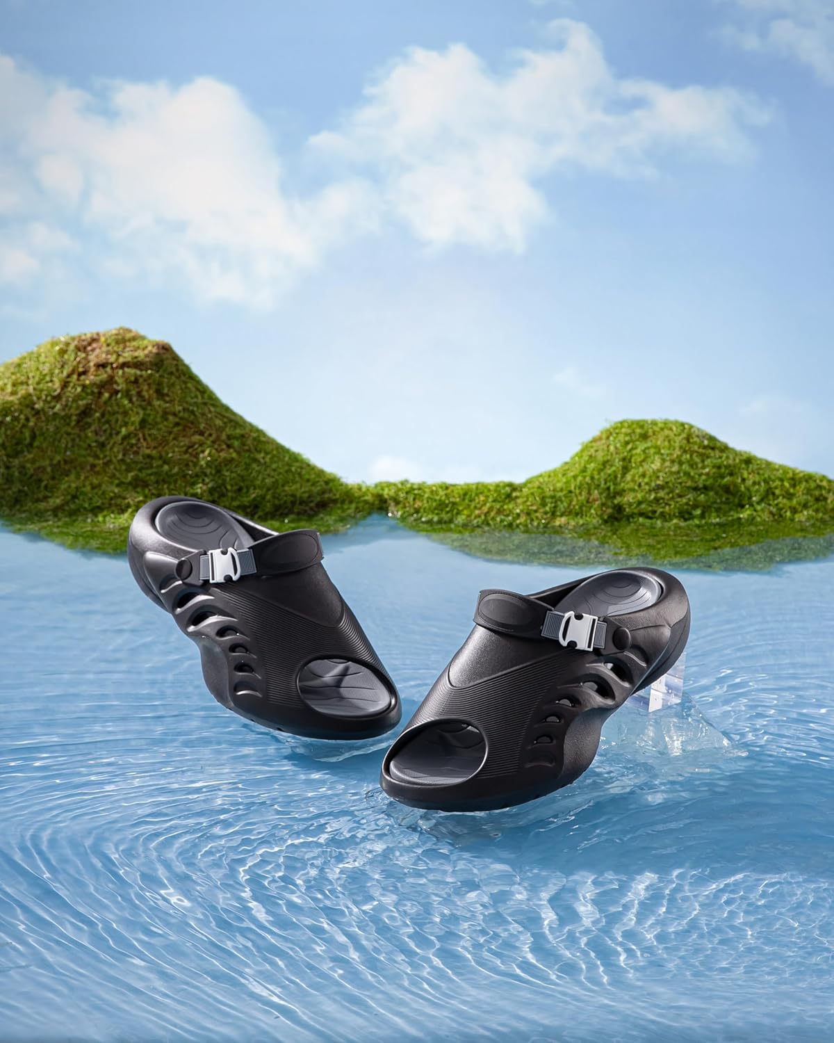 XCUT Женские и мужские сабо, легкие сандалии из ЭВА с вентиляционными отверстиями и задним ремешком, серый — фото 4