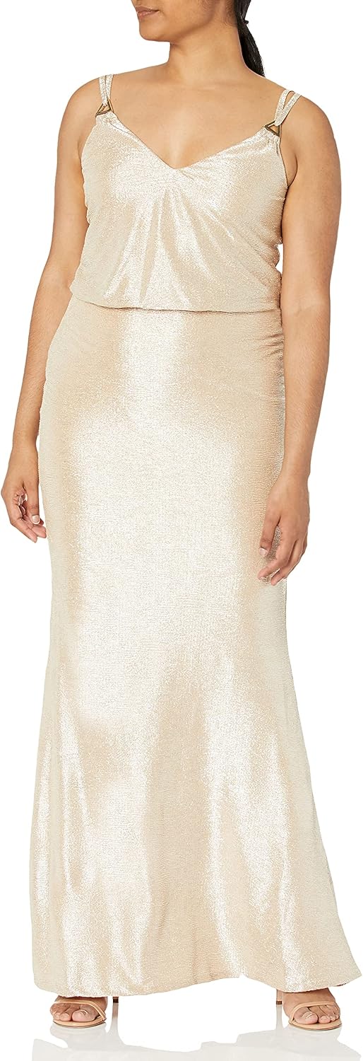 

Женское платье-блузон без рукавов с V-образным вырезом Calvin Klein, Buff/Silver