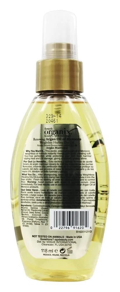 Сухое масло Organix Ogx Moroccan Argan Oil Weightless 120 мл Ogx — фото 3