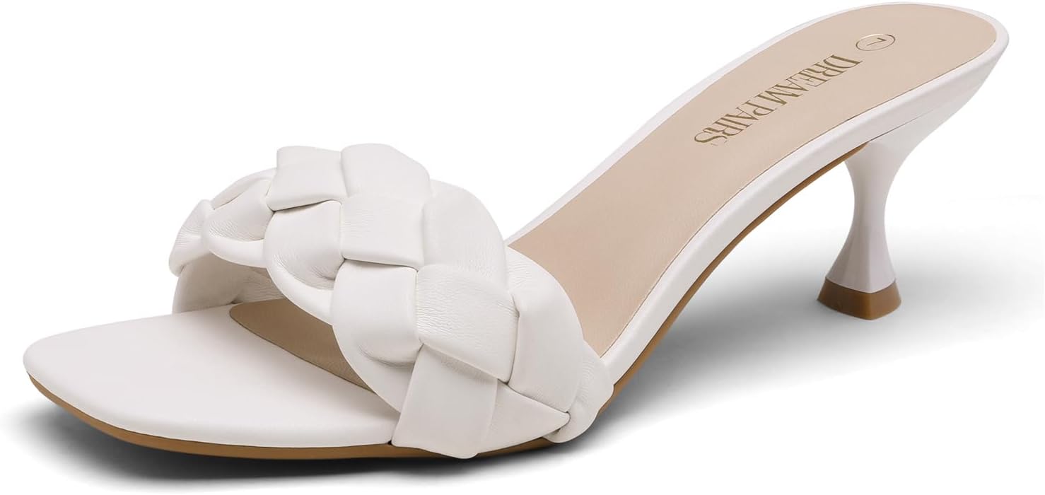 

Туфли на каблуке DREAM PAIRS для женщин, с открытым носком, низким каблуком-китен, украшенные стразами, сексуальные туфли-стилеты, босоножки на каблуке для вечеринок, выпускного, танцев и вечерних платьев, белый