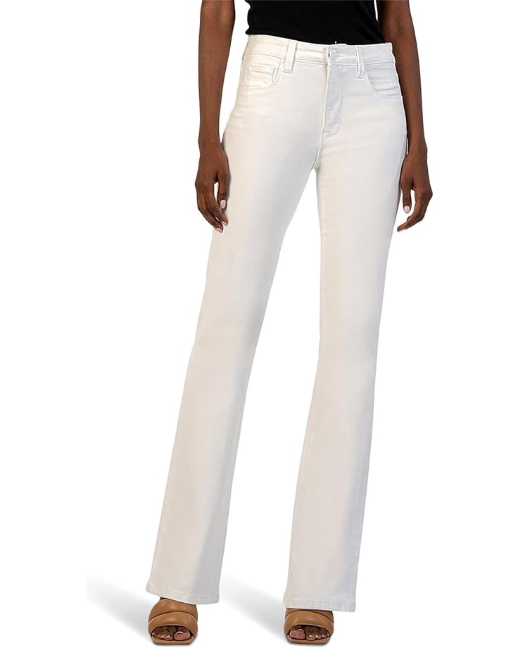 

Джинсы KUT from the Kloth Ana High-Rise Fab Ab Flare-Baby Dn All Over In Optic White, белый
