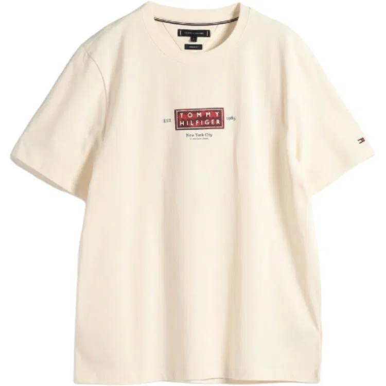 Футболка хлопковая Crew Neck Tommy Hilfiger слоновая кость