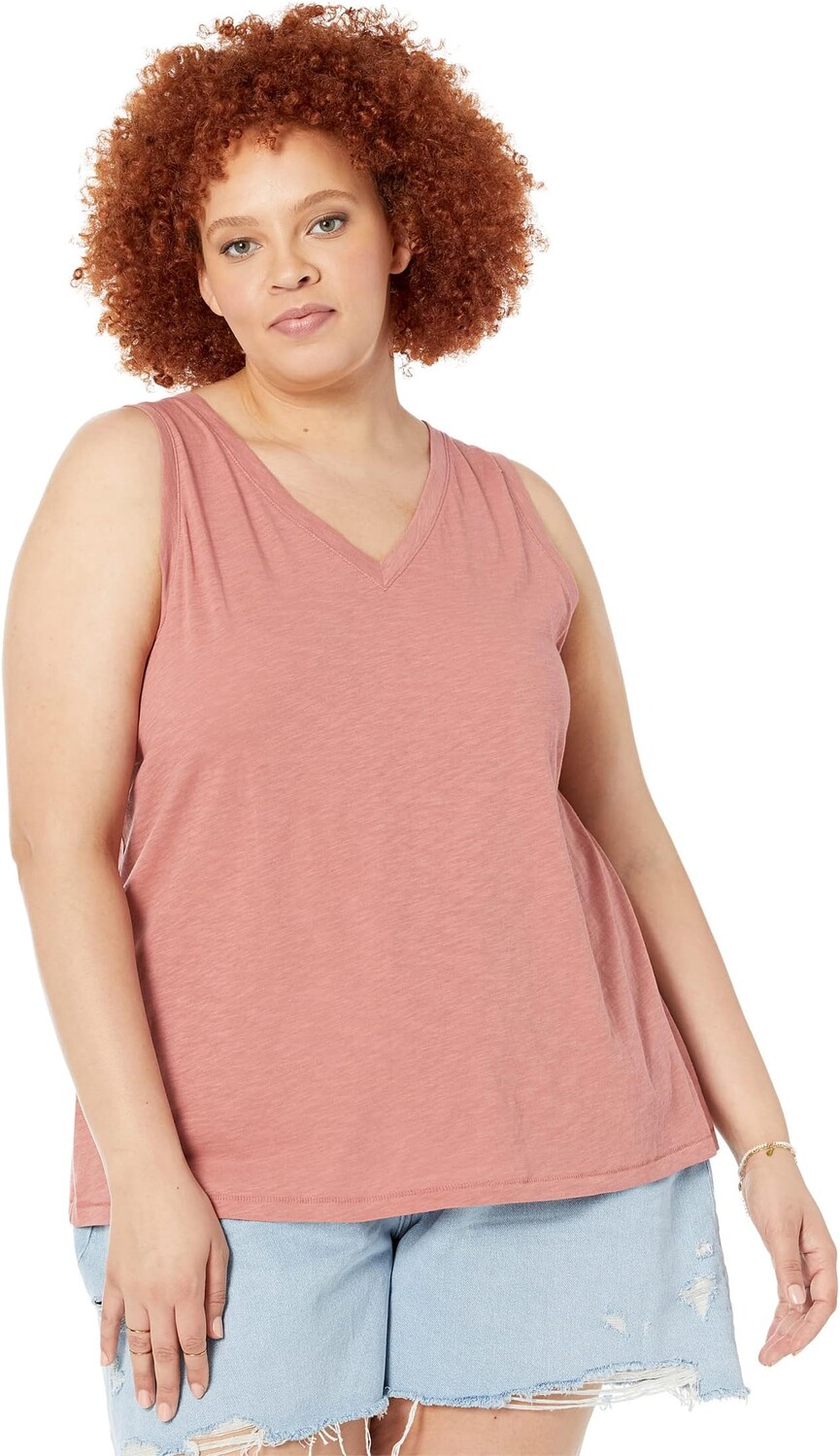 

Топ Madewell Plus Whisper Cotton V-Neck Tank, цвет Vintage Quartz