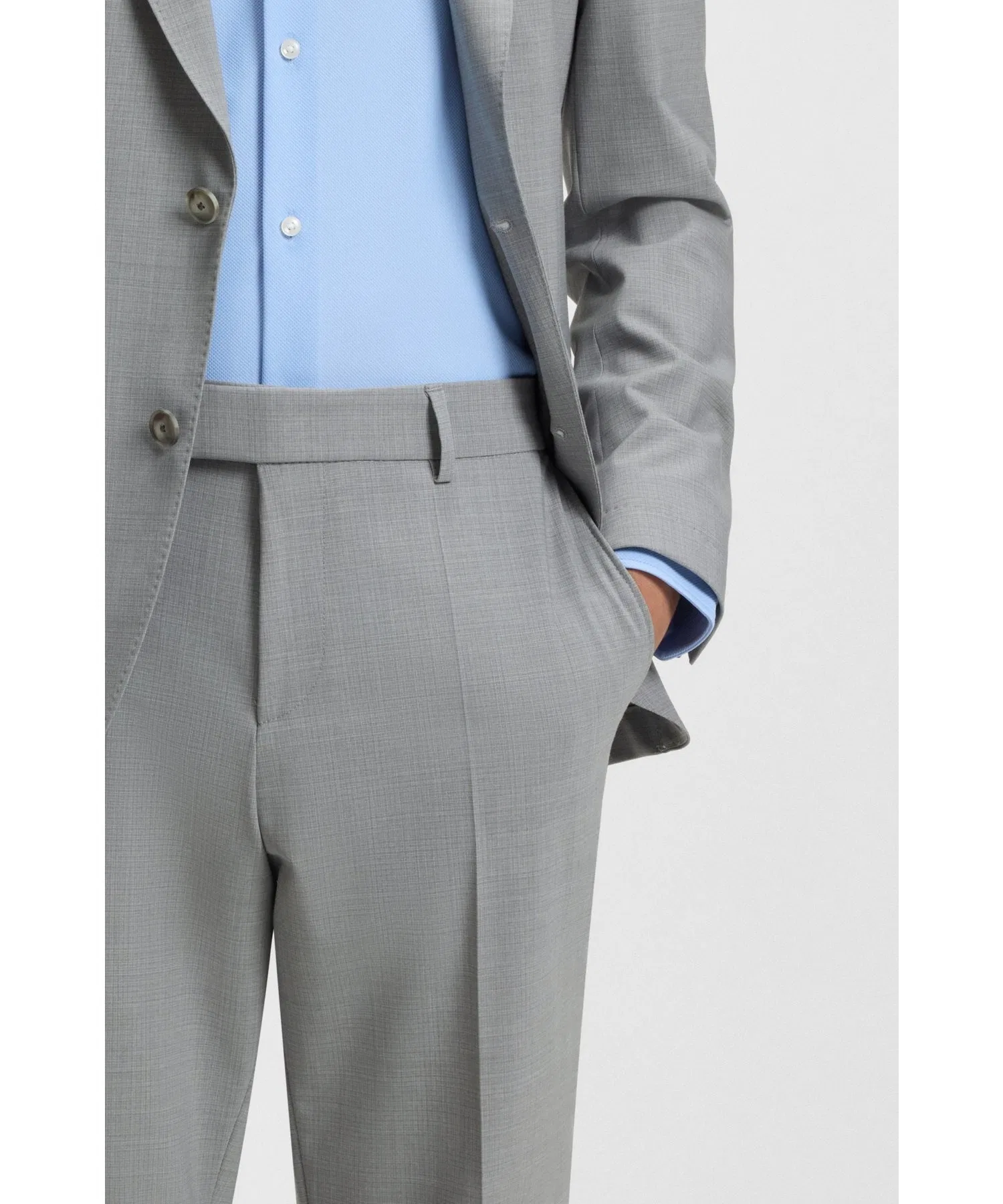 Мужские брюки Slim Fit BOSS из микрофибры тёмно-синие — фото 2