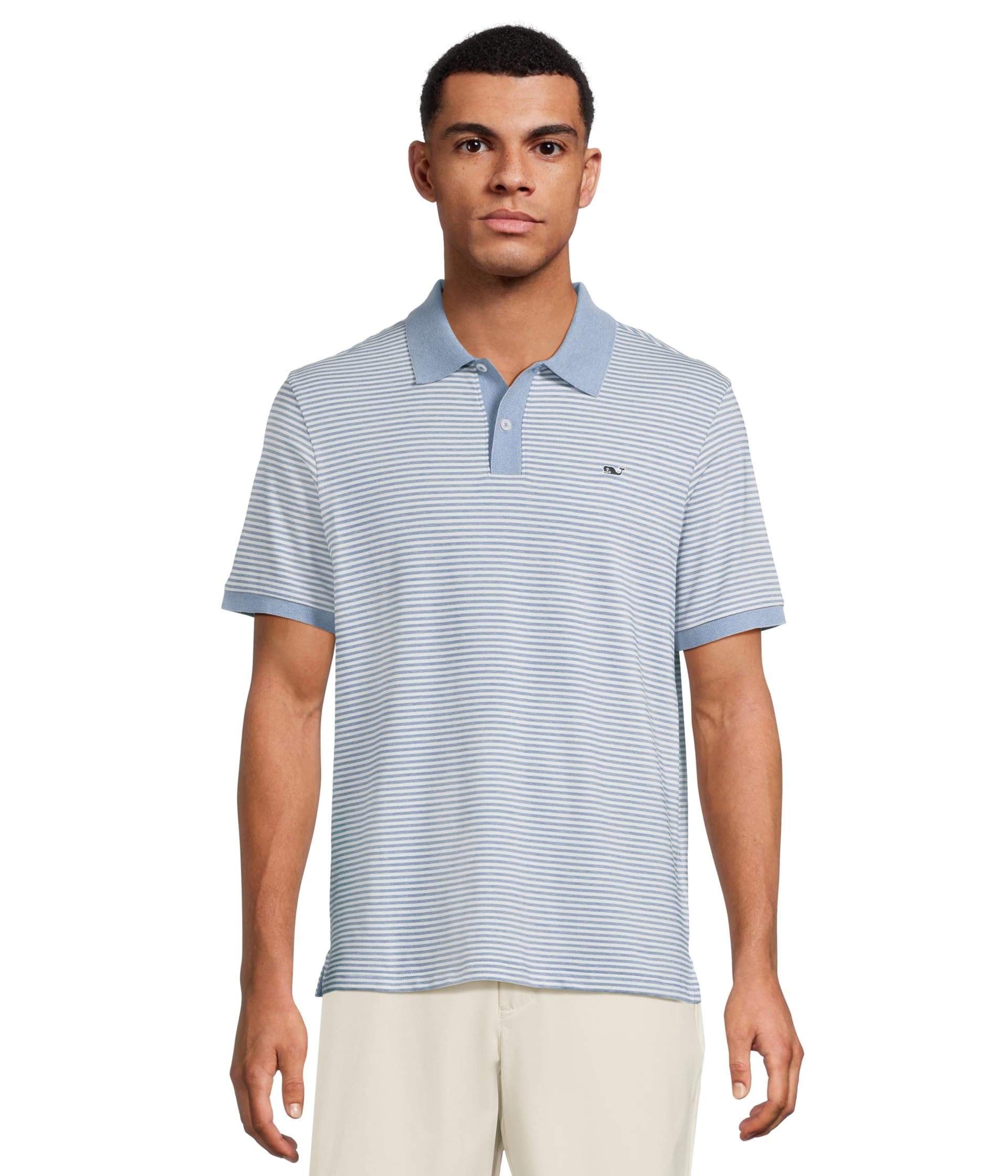

Поло Vineyard Vines Stripe Edgartown Pique Polo, цвет Club Blue