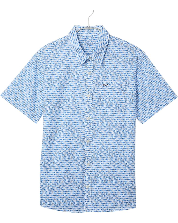 

Рубашка Vineyard Vines Kids Printed Short Sleeve Shirt, цвет Fish/Jake Blue