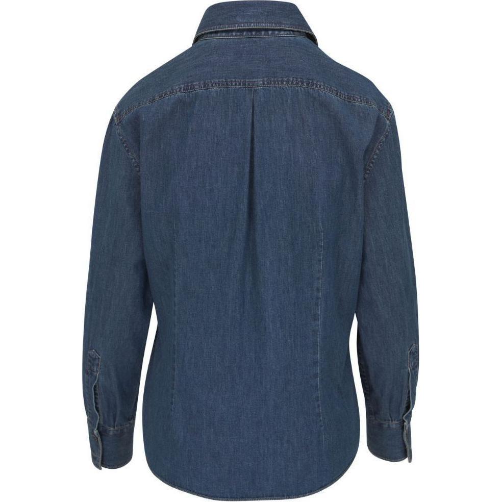 Brunello Cucinelli Джинсовая рубашка с вышивкой бисером Monili — фото 4