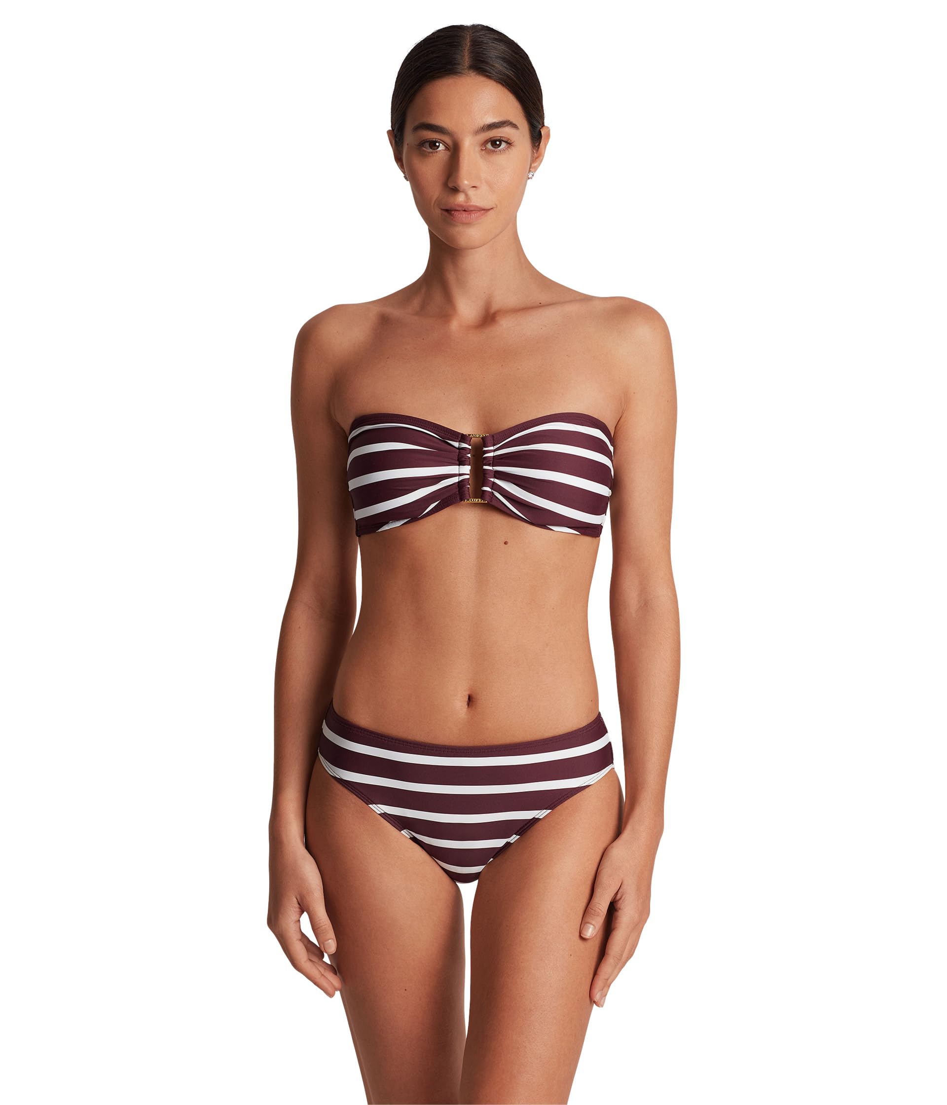 

Пляжный топ Lauren Ralph Lauren Largo Stripe Ring Bandeau Top, Claret