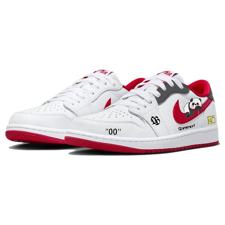 Кроссовки Air Jordan 1 Vintage Basketball Shoes Unisex Low-top White/red, белый — фото 3