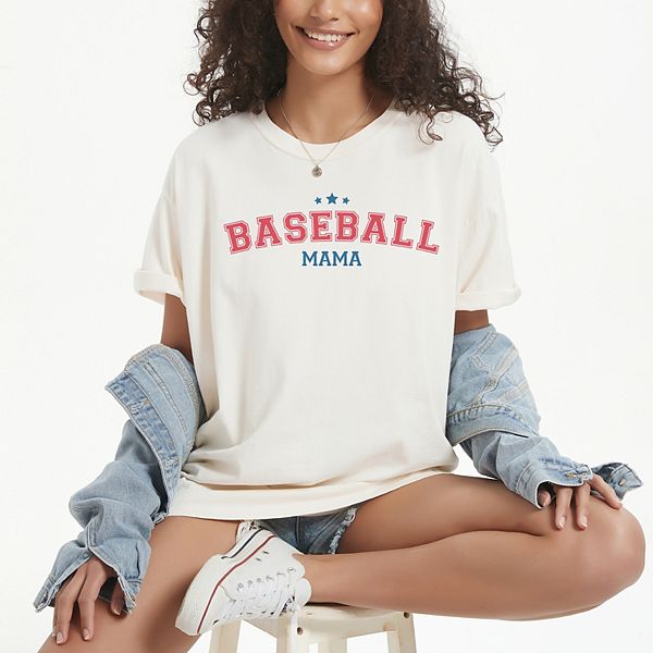 

Футболка Varsity baseball mama stars garment dyed Simply Sage Market, Ivory