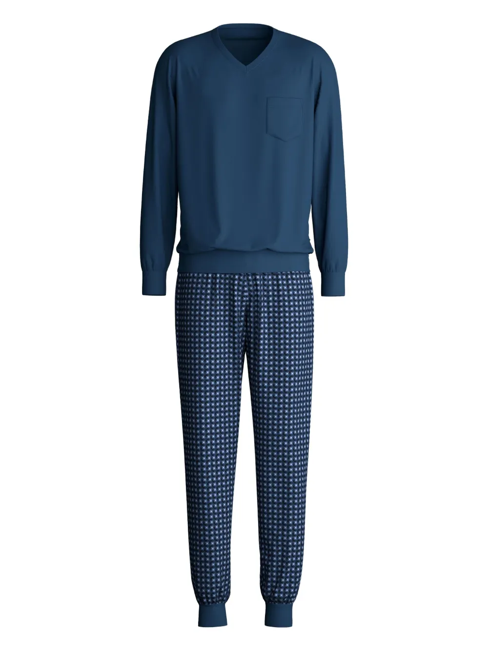 

Пижама с V-образным вырезом и нагрудным карманом CALIDA, синий