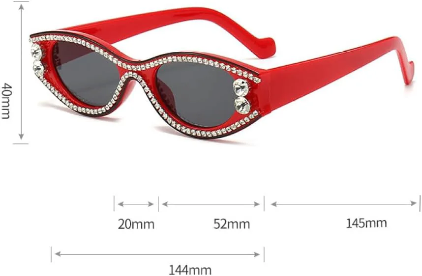 

Винтажные солнцезащитные очки с бриллиантами для женщин, маленькая оправа, панк-стиль, хрустальные стразы, защита от ультрафиолета UV400 MTZJH, Red Black
