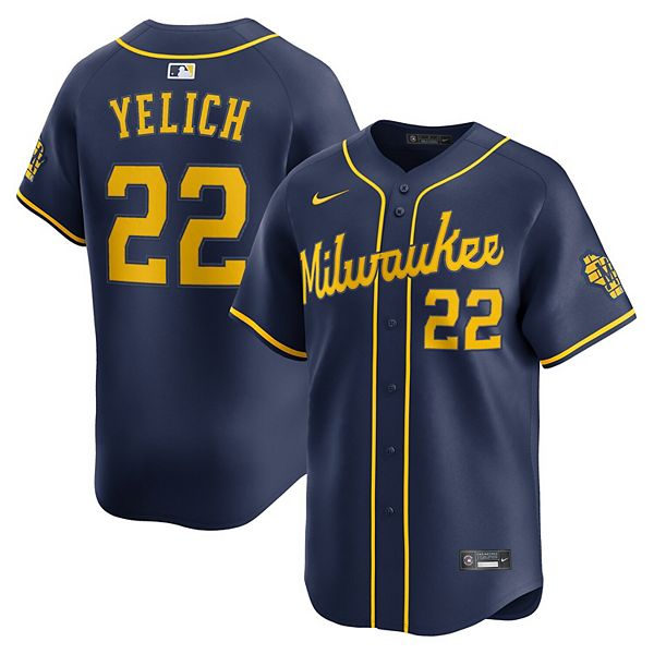 Мужская футболка Christian Yelich Milwaukee Brewers Alternate Limited Nike — фото 2