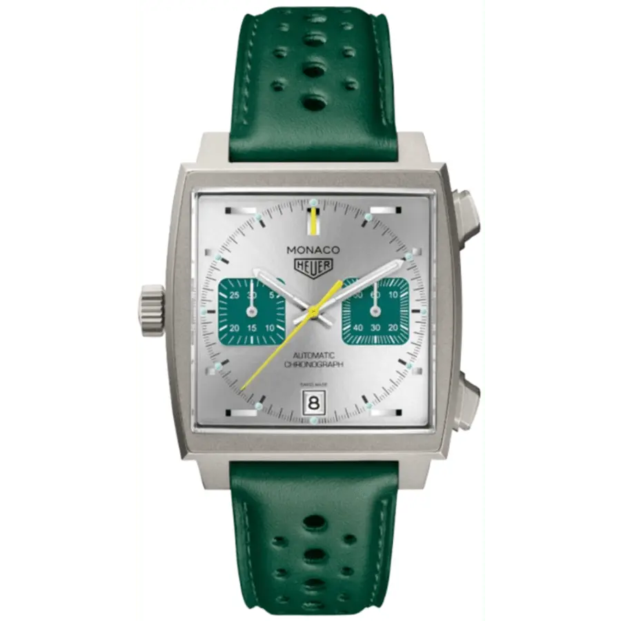 

Мужские часы Tag Heuer Monaco Chronograph Racing Green Limited Edition с автоматическим механизмом и кожаным ремешком CAW218E.FC6565