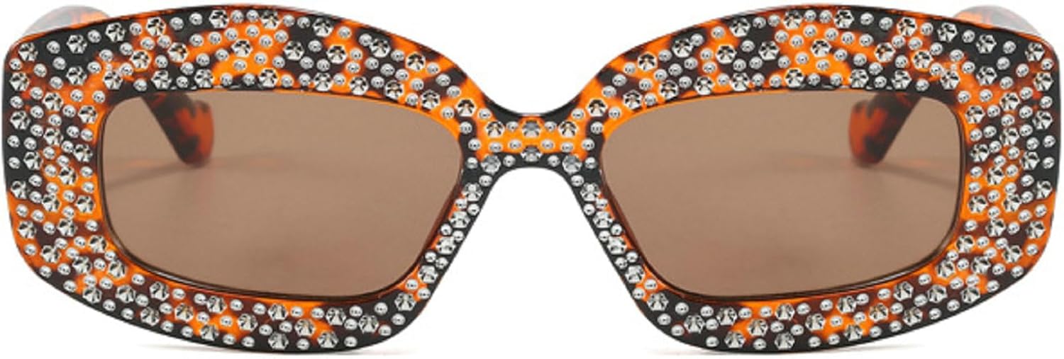 

Блестящие квадратные солнцезащитные очки с бриллиантами для женщин, солнцезащитные очки со стразами, модные солнцезащитные очки с кристаллами, аксессуар для костюмированной вечеринки mincl, Leopard