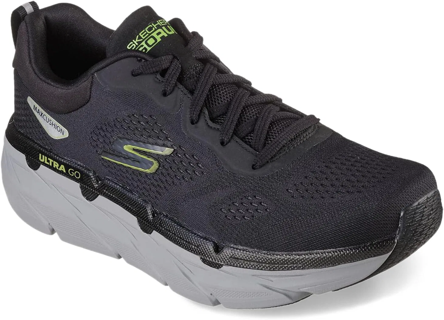 Кроссовки Men's Skechers, Black And Lime Textile — фото 2