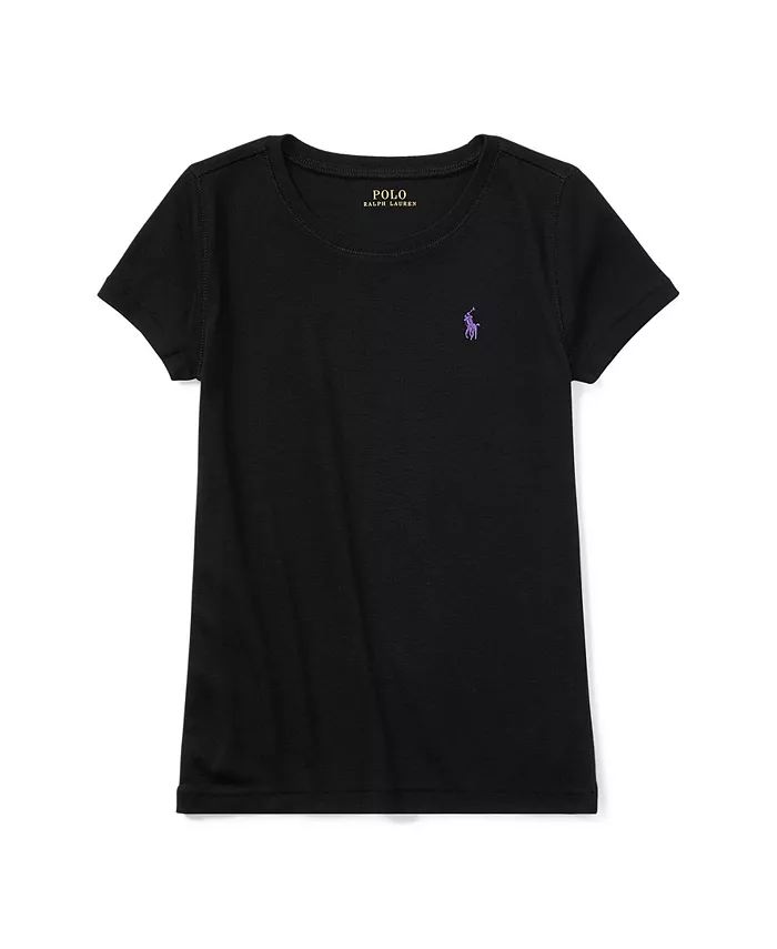 

Футболка с коротким рукавом из хлопкового джерси для девочек постарше Polo Ralph Lauren, черный