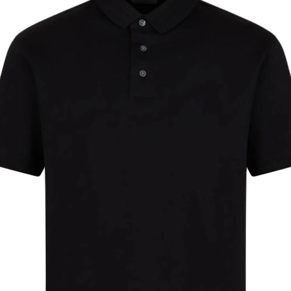 Поло с коротким рукавом с вышитым логотипом EMPORIO ARMANI, Black — фото 4