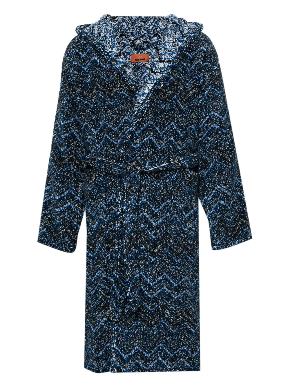

Халат с капюшоном и узором зигзаг Missoni Home, синий