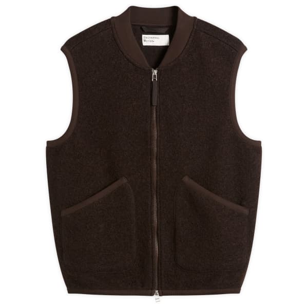 

Представлено компанией End Жилет на молнии из шерстяного флиса Universal Works, коричневый