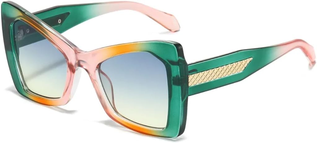 

Большие двухцветные солнцезащитные очки для женщин и мужчин в стиле ретро с градиентными линзами и защитой от УФ-излучения UV400 (зелено-розовый градиент) TVTBBVV, Green Pink Gradient