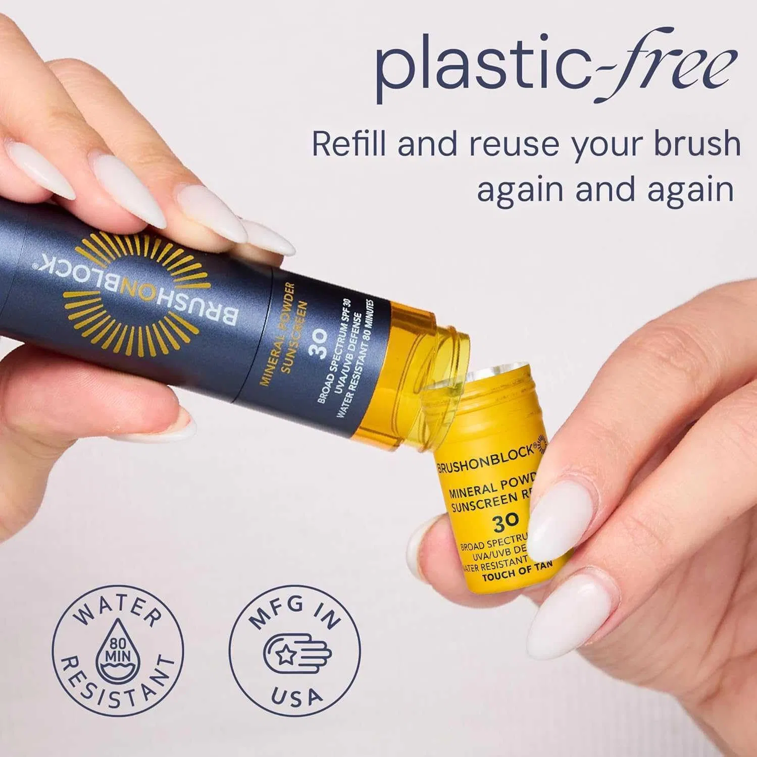 Минеральная пудра-солнцезащита SPF 30 Brush On Block Touch of Tan, сменный блок, 3.4 г — фото 2