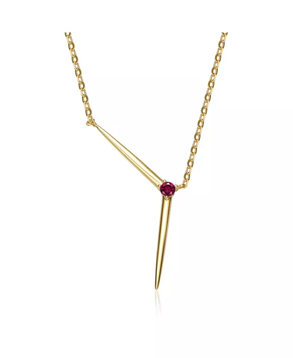

Ожерелье с подвеской в виде солнечного шеврона из стерлингового серебра с покрытием из желтого золота 14 карат и зелеными кубическими цирконами Genevive, red
