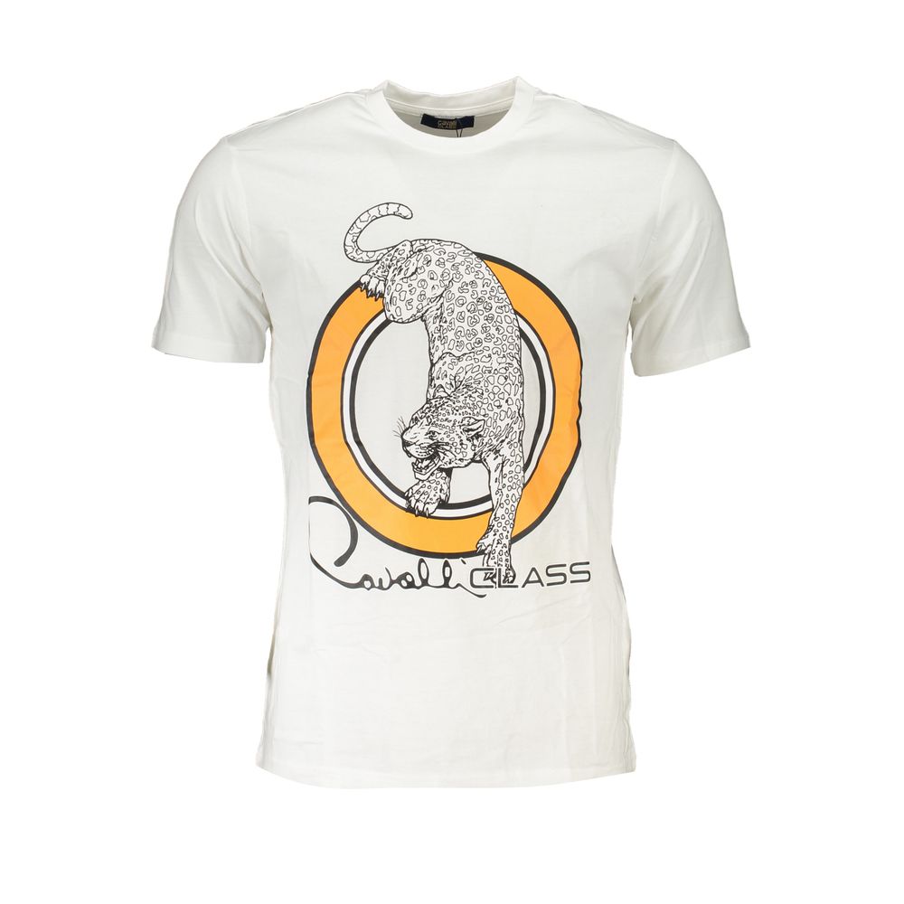 

Белая хлопковая футболка cavalli CLASS