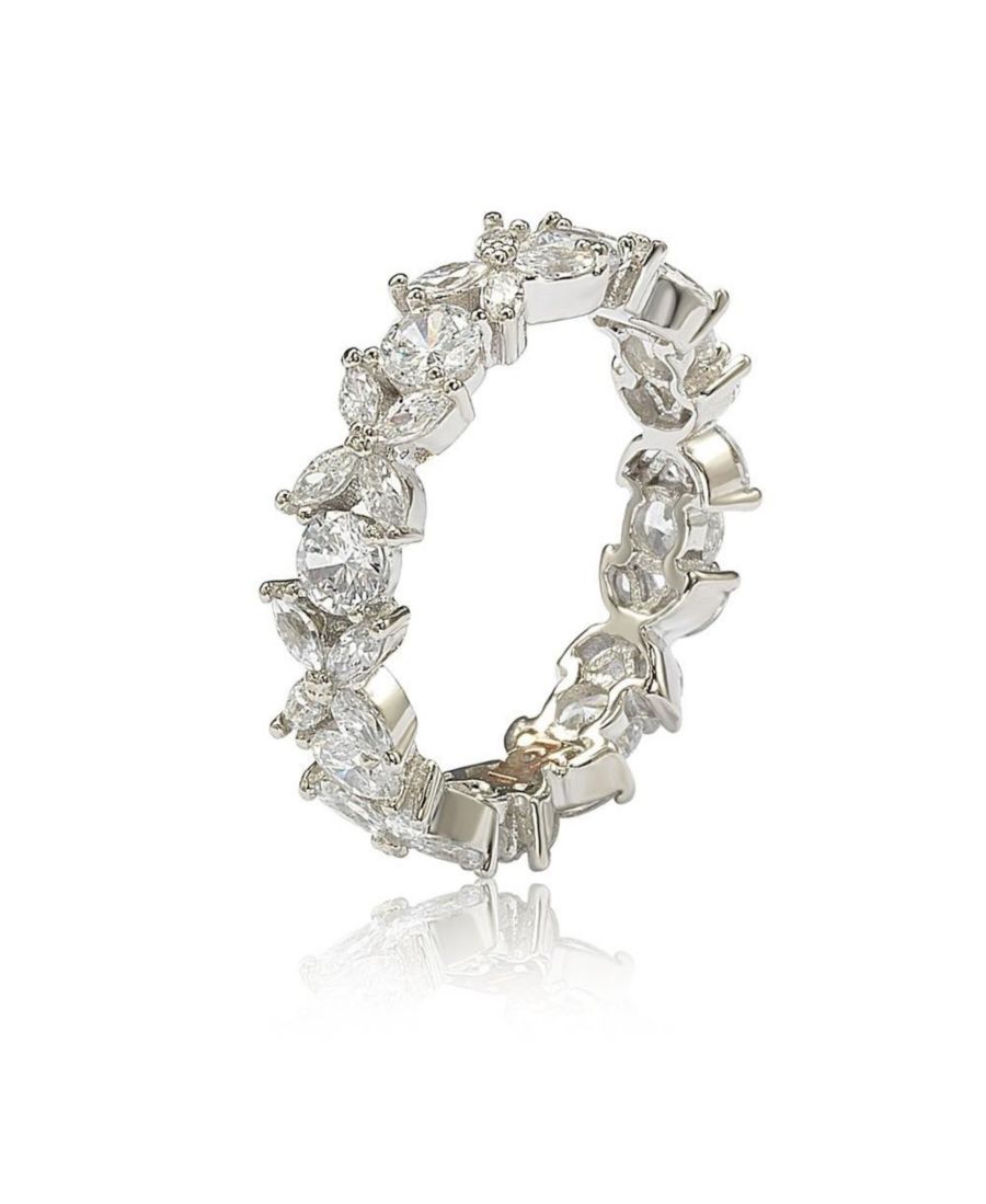 

Кольцо-дорожка из стерлингового серебра с кубическим цирконием и цветочным узором от Suzy Levian Suzy Levian New York, White