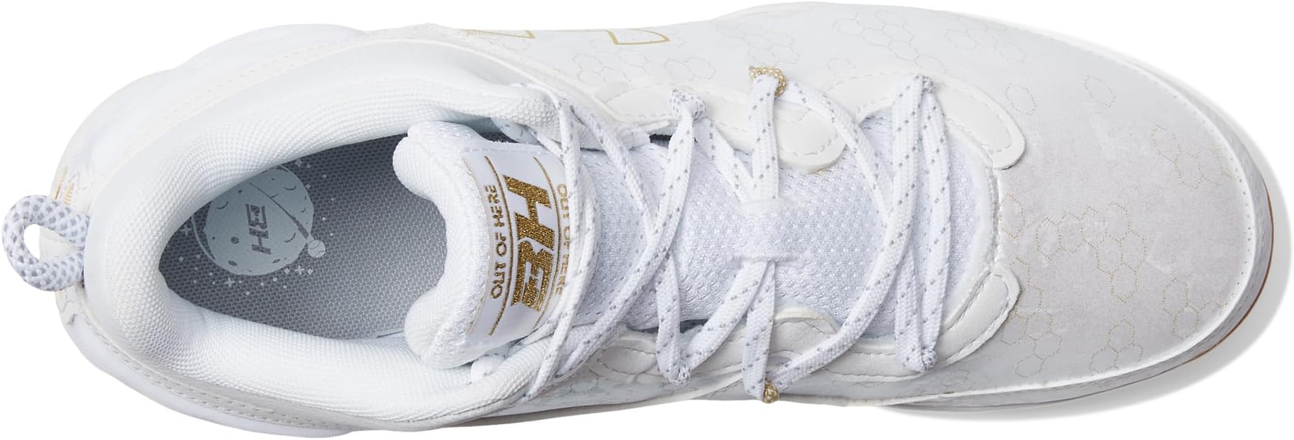 Кроссовки Under Armour Harper 8 Mid RM Baseball Cleats, цвет White/White/Metallic Gold — фото 2