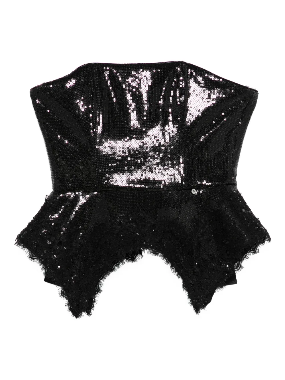 

Топ с пайетками и баской NISSA, черный