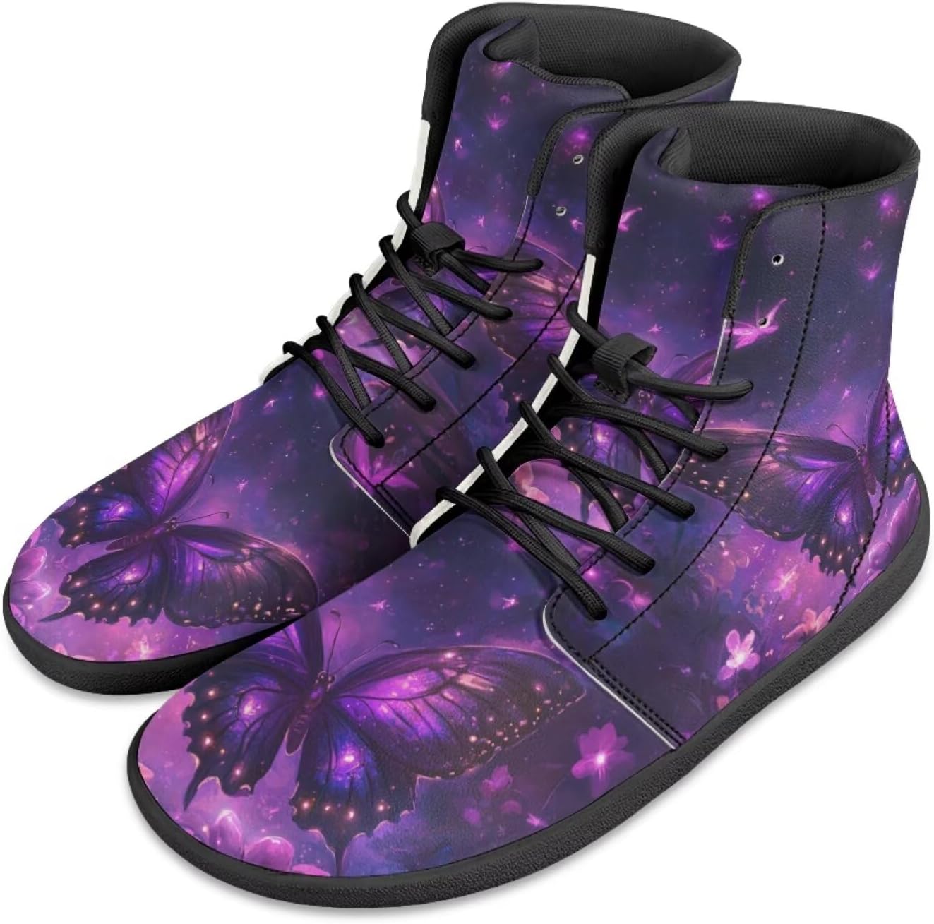 

Кроссовки на высокой подошве с принтом бабочек JoyLamoria Bling Bling, кожаные шнуровки, модные высокие кеды, босоножки, широкая колодка, стиль Y2K для девочек, Bling Bling Butterfly