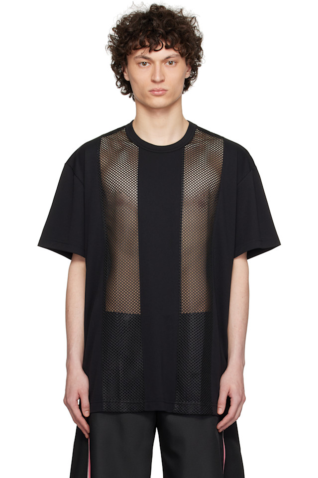 

Футболка из пике-полиэстера с сетчатыми вставками Comme Des Garçons Homme Plus, мультиколор