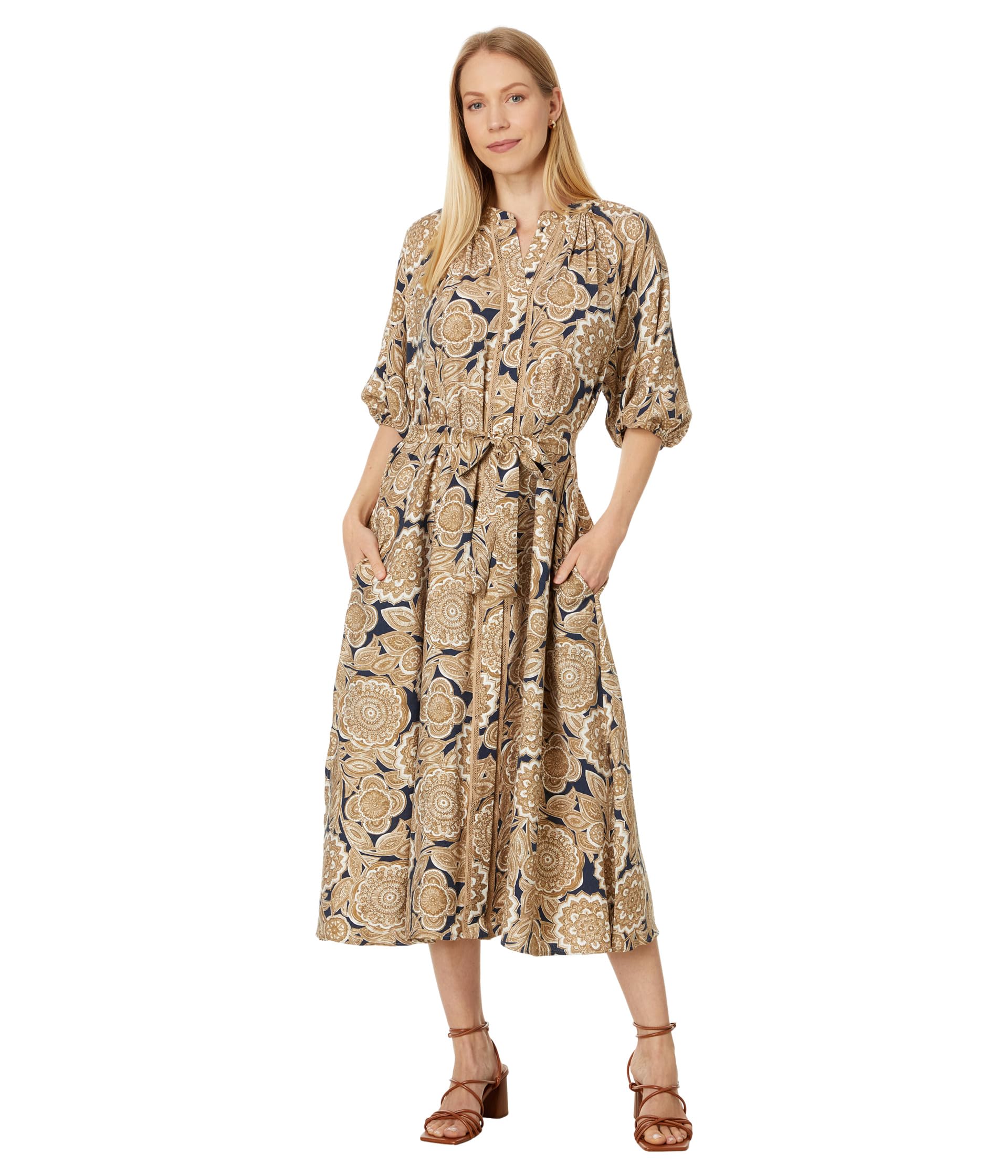 

Платье Tommy Hilfiger Floral Puff Sleeve Midi Dress, Sky Captain Multi