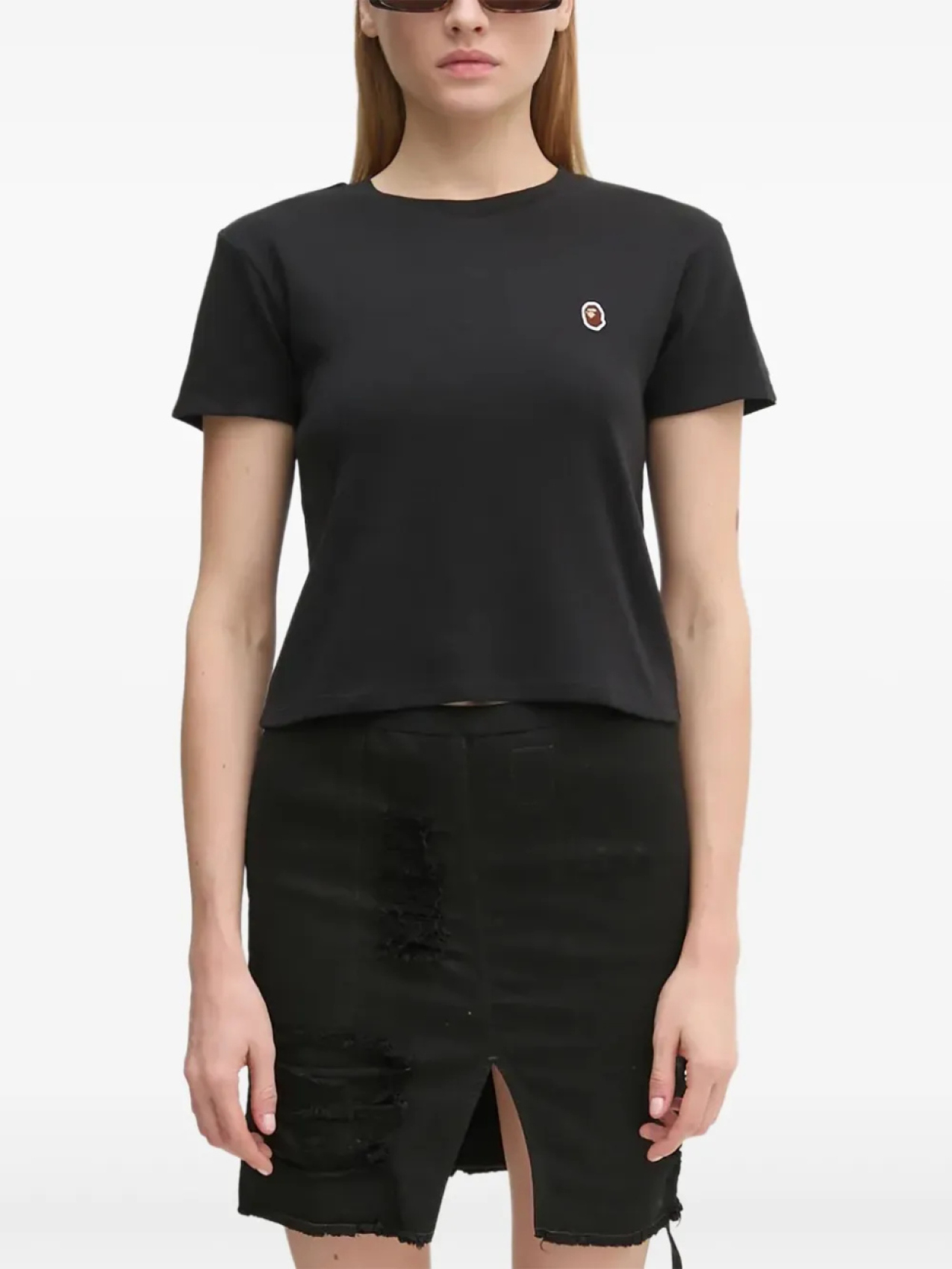 

Укороченная футболка с вышитым логотипом BATHING APE A Bathing Ape, черный