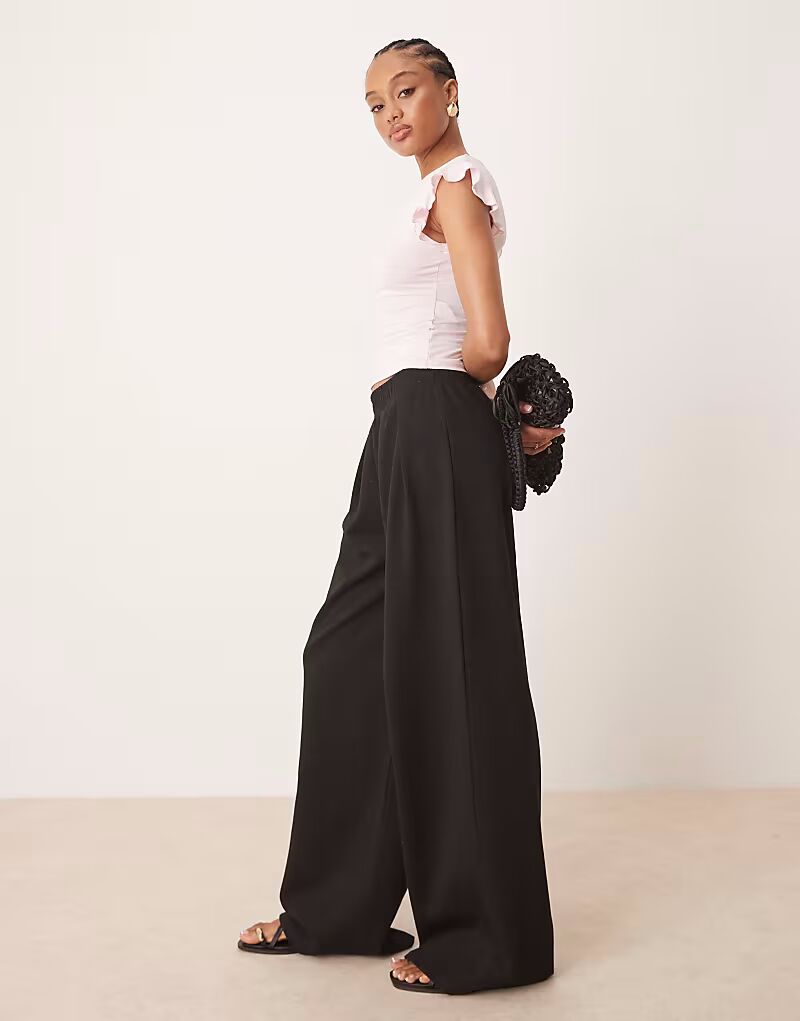 

Широкие брюки ASOS DESIGN Tall из ткани интерлок черного цвета ASOS Tall