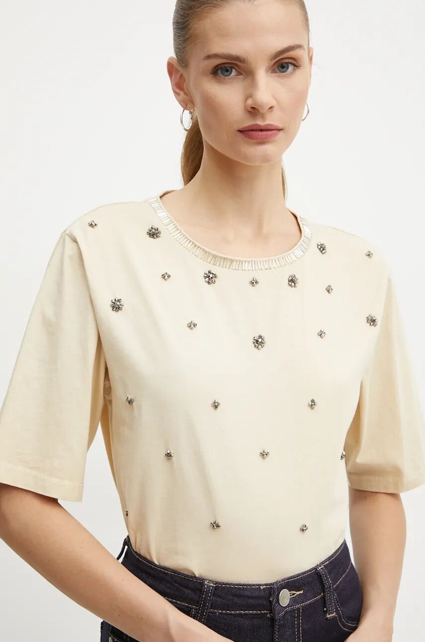 

Футболка Pinko из хлопка, бежевый