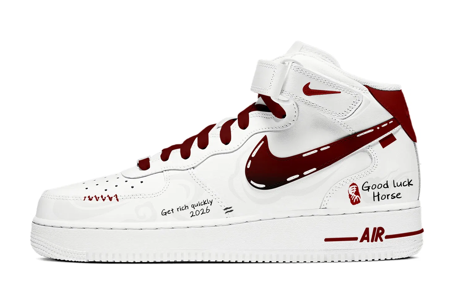 Кроссовки скейтбордические Nike Air Force 1 White Red Black