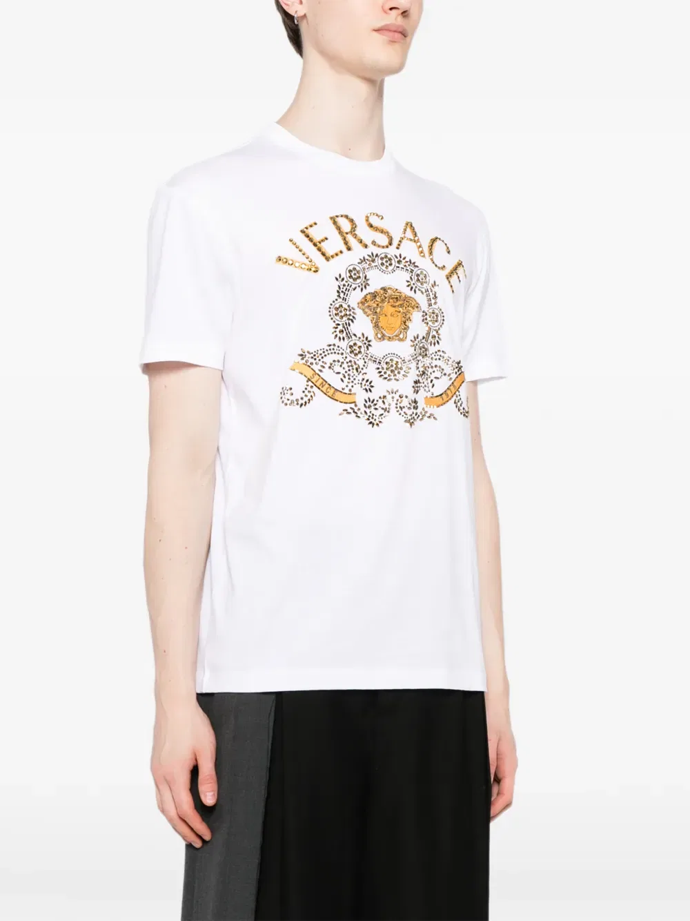 Футболка с вышивкой Versace, белый — фото 3