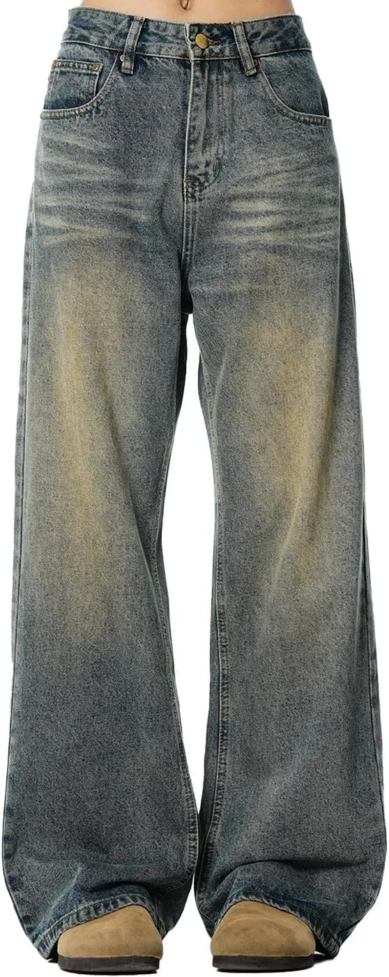 

Брюки-джинсы Baggy Men Y2k Wide Leg Vintage Skater Loose Fit ZENMANCHEN