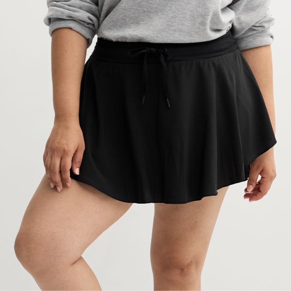 

Юбка-плиссе с поясом для девушек plus size So, черный