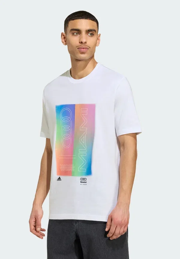 Футболка с принтом Adidas Performance, Audi Formula One Team Miami Graphic Tee, белый
