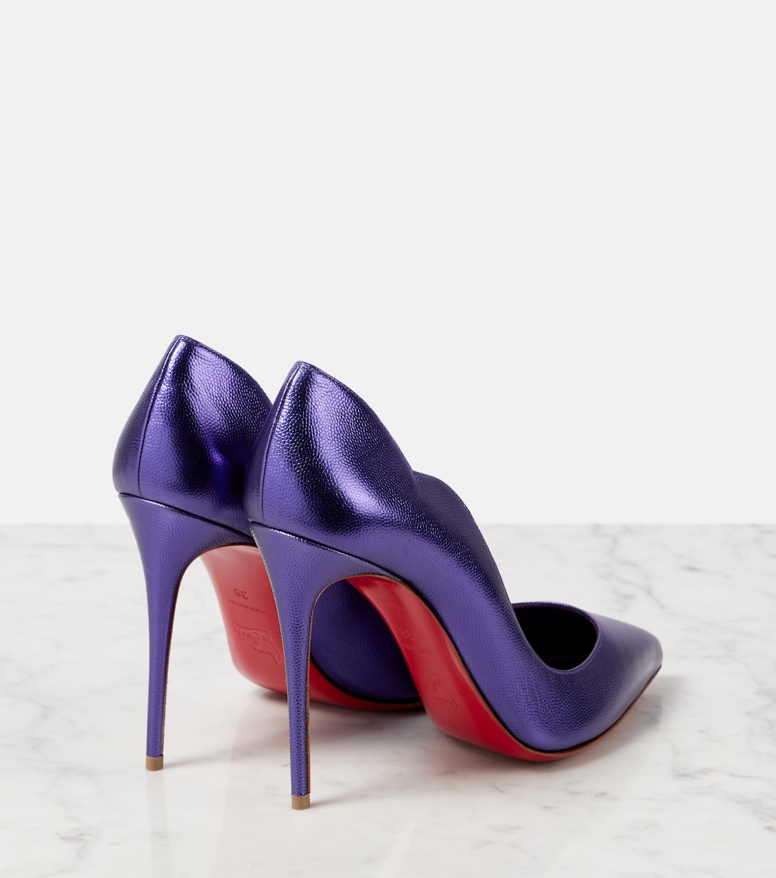 Горячая штучка 100 туфли-лодочки из металлизированной кожи Christian Louboutin, Jacaranda — фото 3