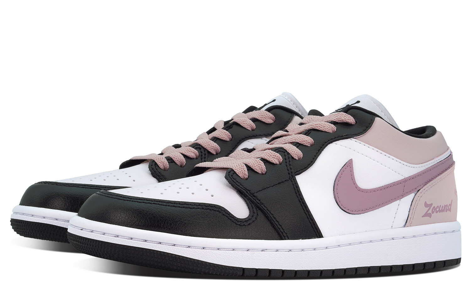 

Кроссовки Air Jordan 1 Vintage Basketball Shoes Unisex Low-top Black/White/Pink, черный/розовый