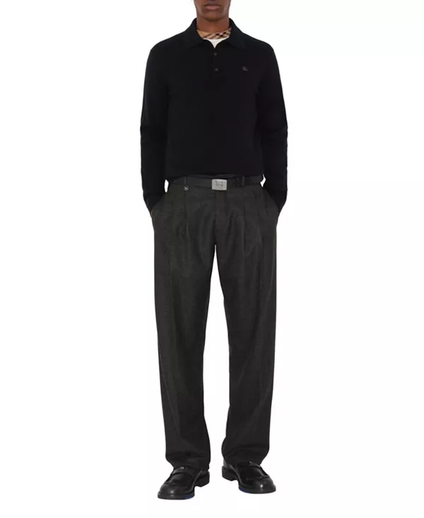 

Рубашка-Поло с длинными рукавами из кашемировой смеси Burberry, черный