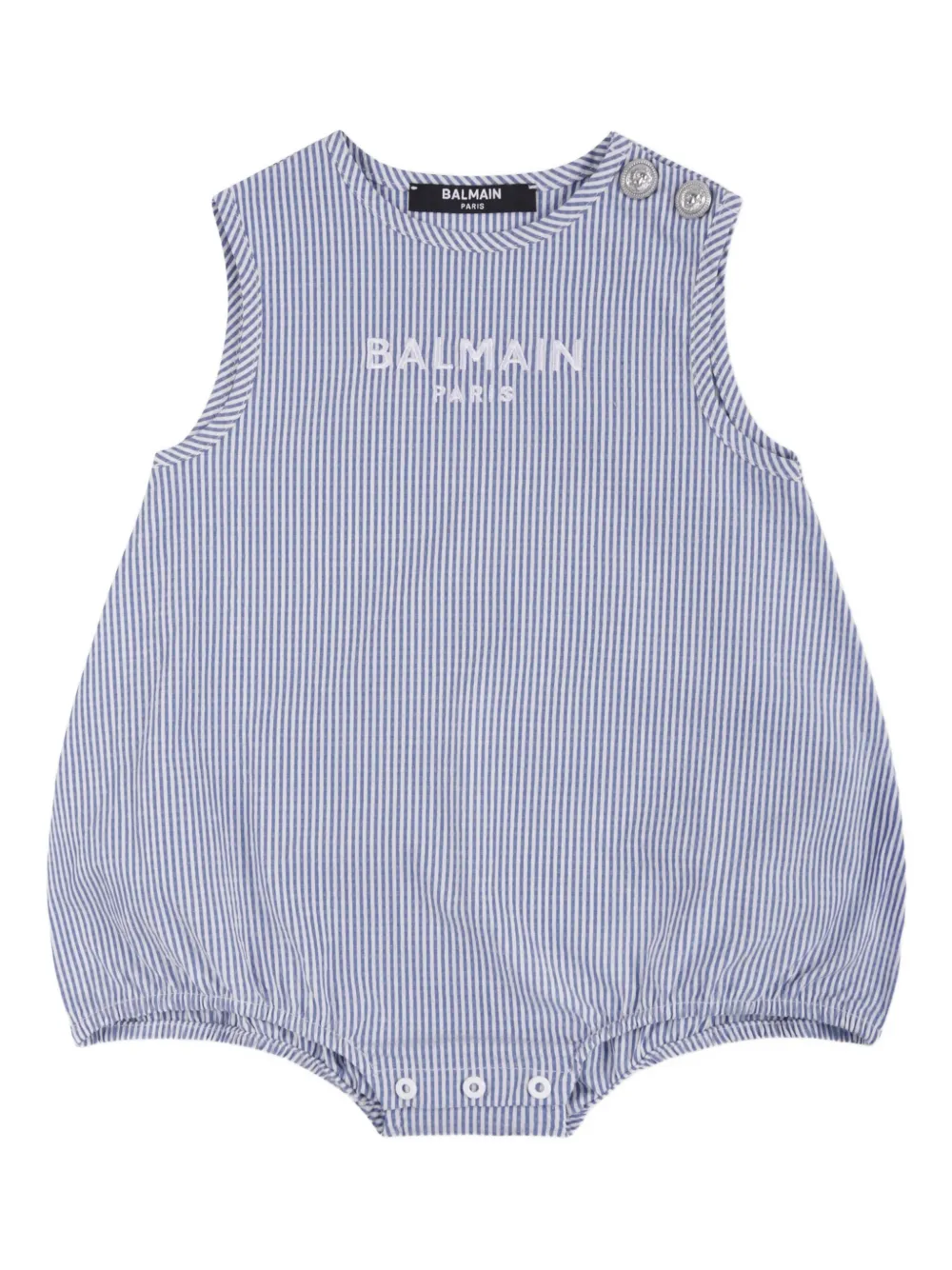 

Полосатый комбинезон без рукавов Balmain Kids, синий
